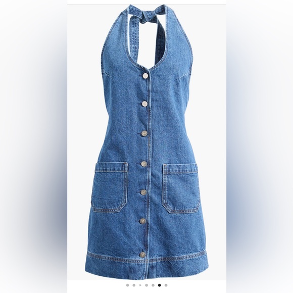 NWT Reformation Brittany Halter Denim Halter Dress - Picture 2 of 16
